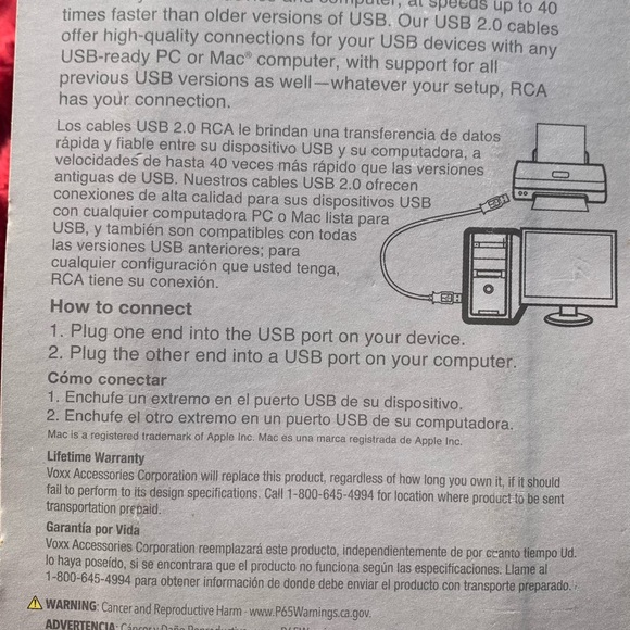 rca 6 ft computer cable usb. Speeds up to 40 times faster than older versions. - Picture 2 of 3